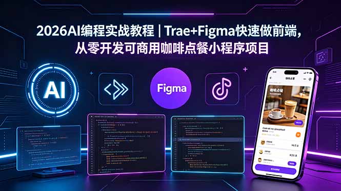 2026AI编程实战教程｜Trae+Figma快速做前端，从零开发可商用咖啡点餐小程序项目-冒泡网