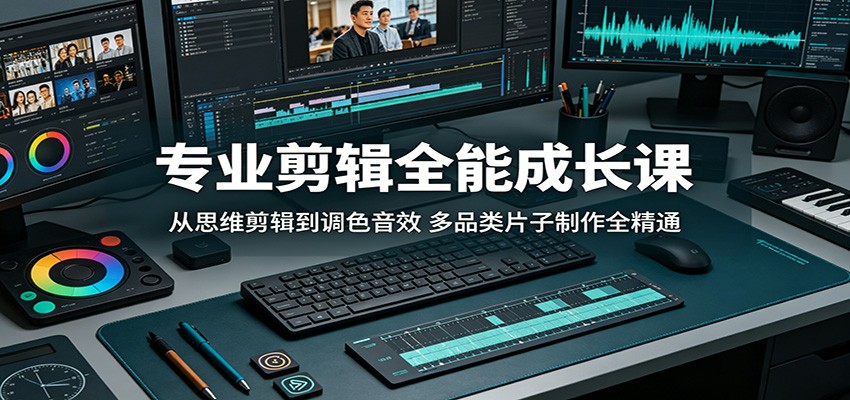 专业剪辑全能成长课：从思维剪辑到调色音效，多品类片子制作全精通-冒泡网