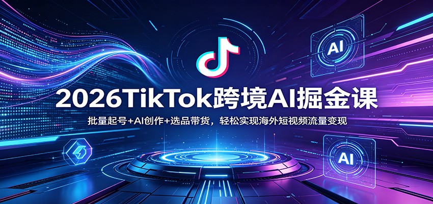 2026TikTok跨境AI掘金课：批量起号+AI创作+选品带货，轻松实现海外短视频流量变现-冒泡网