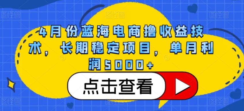4月份蓝海电商撸收益技术，长期稳定项目，单月利润5000+【揭秘】-冒泡网