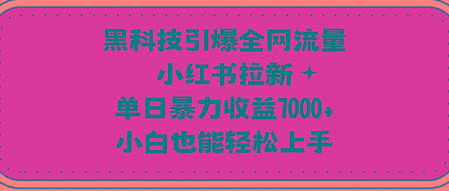 (9679期)黑科技引爆全网流量小红书拉新，单日暴力收益7000+，小白也能轻松上手-冒泡网