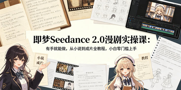 即梦Seedance 2.0漫剧实操课：有手就能做，从小说到成片全教程，小白零门槛上手-冒泡网
