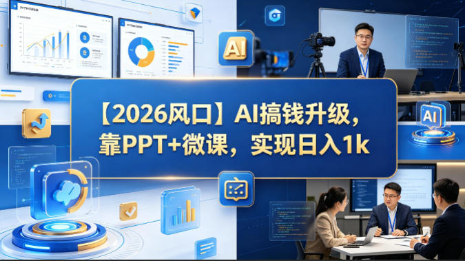 【2026风口】AI搞钱升级，靠PPT+微课，实现日入1k-冒泡网