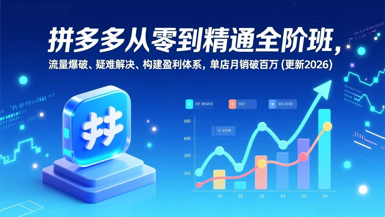 ecd492db975c4907f94eff26d92f2c04.jpeg 拼多多从零到精通全阶班,流量爆破、疑难解决,构建盈利体系,单店月销破百万(更新2026