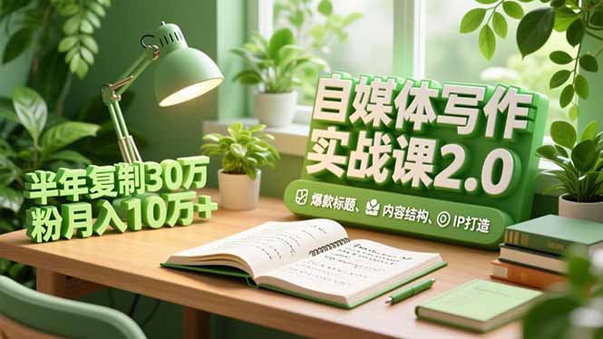 自媒体写作实战课2.0，爆款标题、内容结构、IP打造，半年复制30万粉月入10万+-冒泡网
