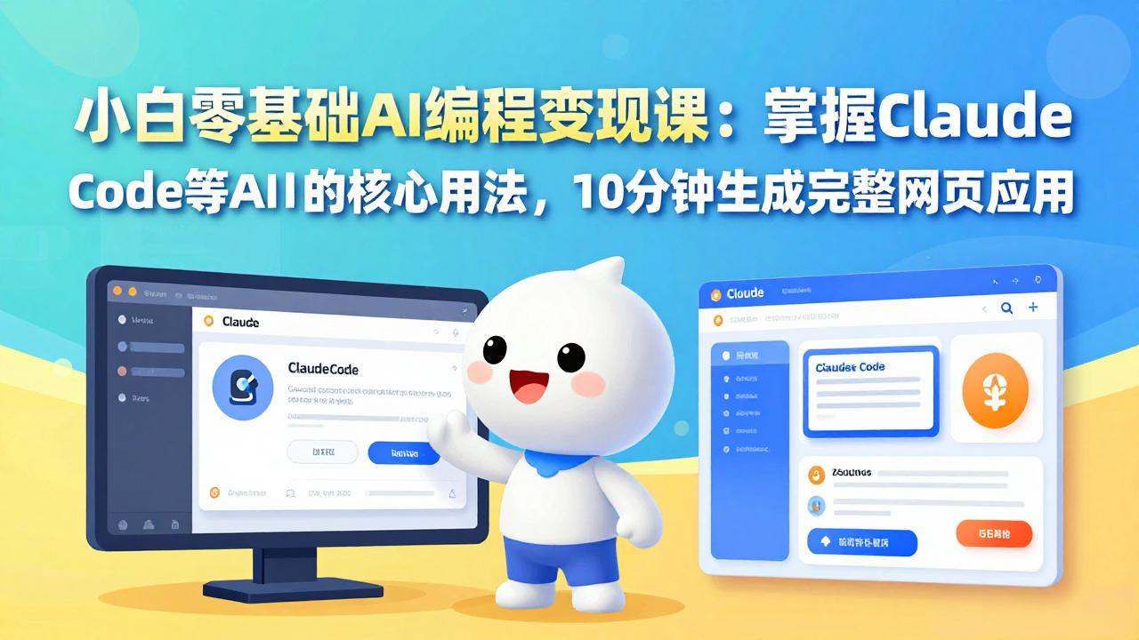 小白零基础AI编程变现课：掌握Claude Code等AI工具的核心用法，10分钟生成完整网页应用-冒泡网