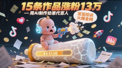 用AI制作幼崽代言人，宝宝的控诉火爆全网，15条作品涨粉13W，单号月入5位数实操教程-冒泡网