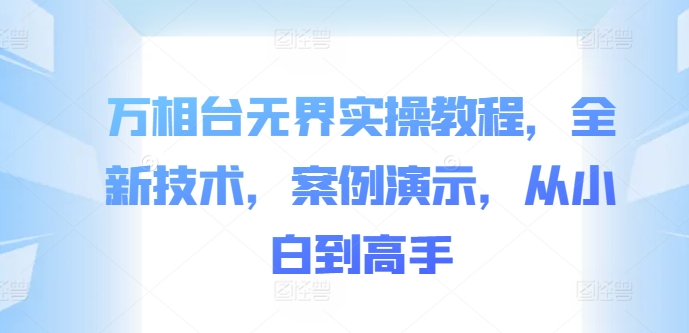 万相台无界实操教程，全新技术，案例演示，从小白到高手-冒泡网