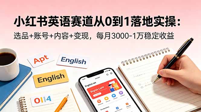 ef50917c106d3d25aacc20a2d5de5675.jpeg 小红书英语赛道从0到1落地实操:选品+账号+内容+变现,每月3000-1万稳定收益