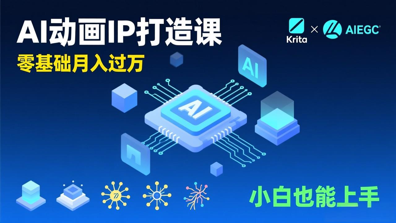 AI动画新手变现课，Krita+AIGC、模型训练、商单资源，零基础月入过万，小白也能上手-冒泡网