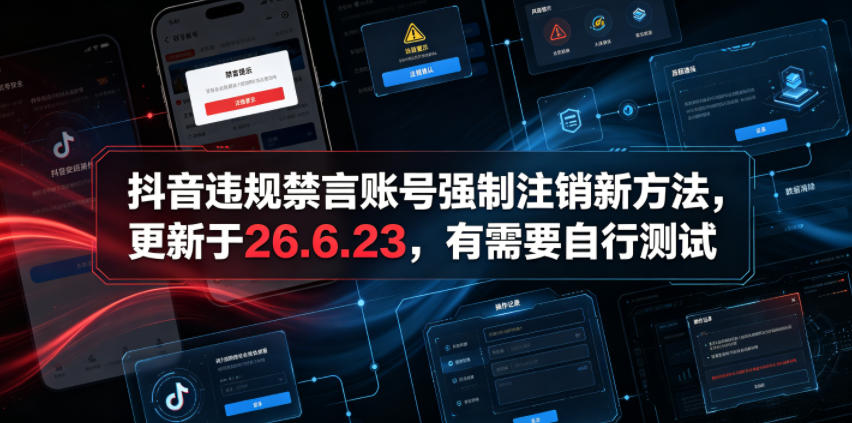 efe44fc28c5235666730e53a60a69535.jpeg 抖音违规禁言账号强制注销新方法,更新于26.6.23,有需要自行测试