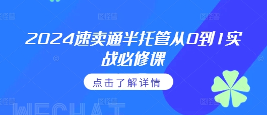 2024速卖通半托管从0到1实战必修课，掌握通投广告打法、熟悉速卖通半托管的政策细节-冒泡网