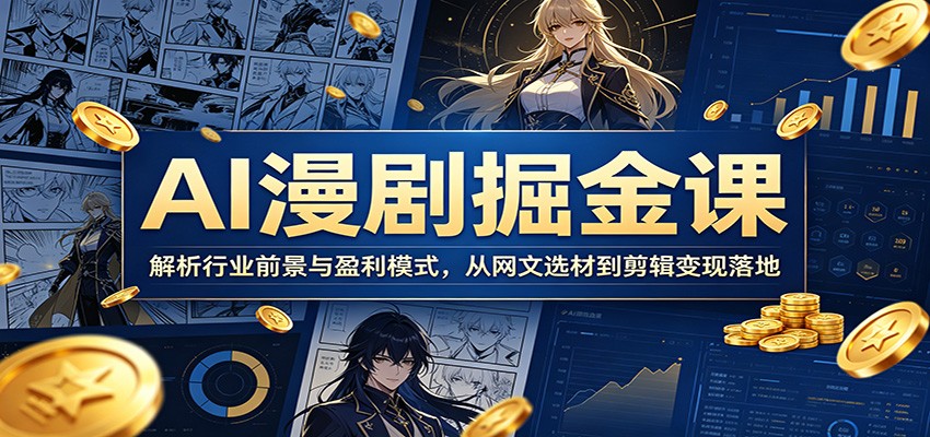 AI漫剧掘金课：解析行业前景与盈利模式，从网文选材到剪辑变现落地-冒泡网