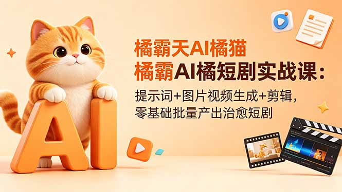 f25806e36e661986c7629bc6ab99e266.jpeg 橘霸天AI橘猫短剧实战课:提示词+图片视频生成+剪辑,零基础批量产出治愈短剧