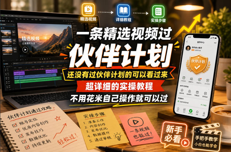一条精选视频过伙伴计划，还没有过伙伴计划的可以看过来，超详细的实操教程，不用花米自己操作就可以过-冒泡网