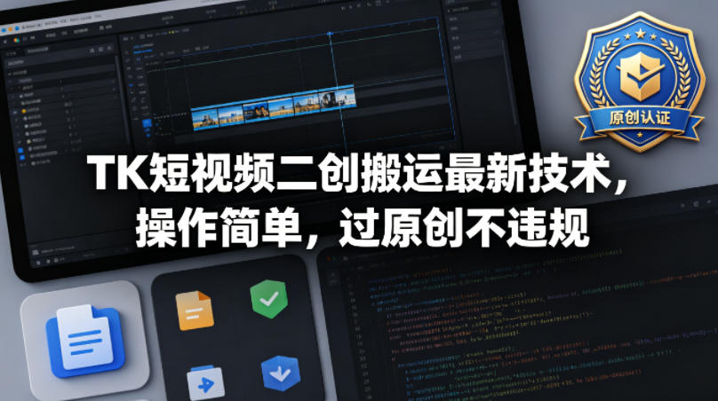 TK短视频二创搬运最新技术，操作简单，过原创不违规-冒泡网