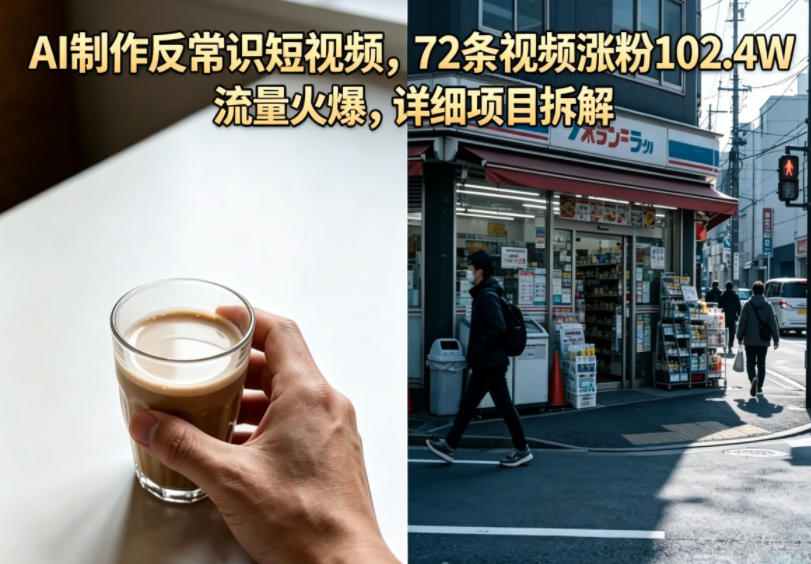 AI制作反常识短视频，72条视频涨粉102.4W，流量火爆，详细项目拆解-冒泡网