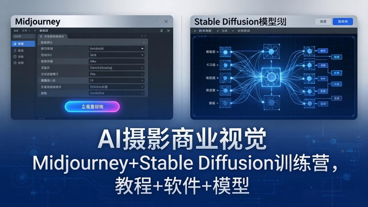 AI摄影商业视觉Midjourney+Stable Diffusion训练营，教程+软件+模型-冒泡网