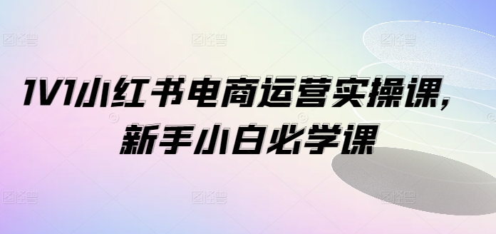 1V1小红书电商运营实操课，新手小白必学课-冒泡网