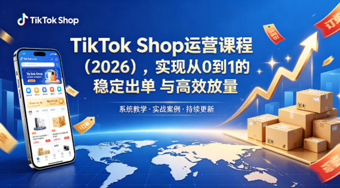 TikTok Shop运营课程(2026)，实现从0到1的稳定出单与高效放量-冒泡网