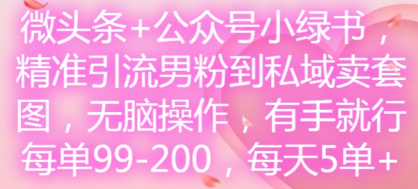 f9fc6f856cf479ad4543b477aa0e45b2.jpeg 微头条+公众号小绿书,精准引流男粉到私域卖套图,无脑操作,有手就行,每单99-200,每天5单