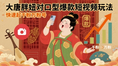 大唐胖妞对口型爆款短视频玩法，快速起千粉万粉号-冒泡网