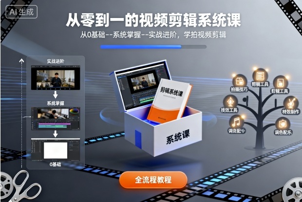 从零到一的视频剪辑系统课，从0基础--系统掌握--实战进阶，学拍视频剪辑-冒泡网
