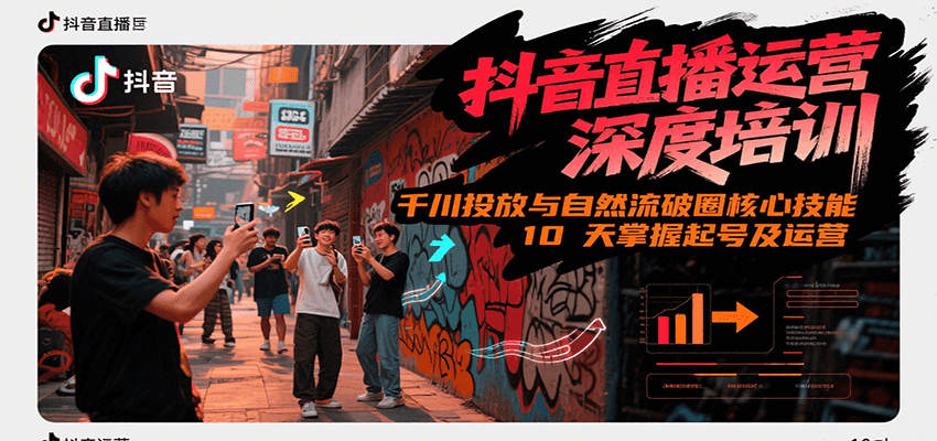 抖音直播运营深度培训，千川投放与自然流核心技能，10天掌握起号及运营(6-7月新课)-冒泡网