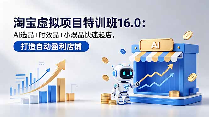 fde7cd638c511cb0624497070cfe74e8.jpeg 淘宝虚拟项目特训班16.0:AI选品+时效品+小爆品快速起店,打造自动盈利店铺