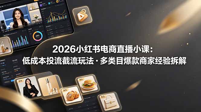 2026小红书电商直播小课，低成本投流截流玩法，多类目爆款商家经验完整拆解教学-蜗牛学社